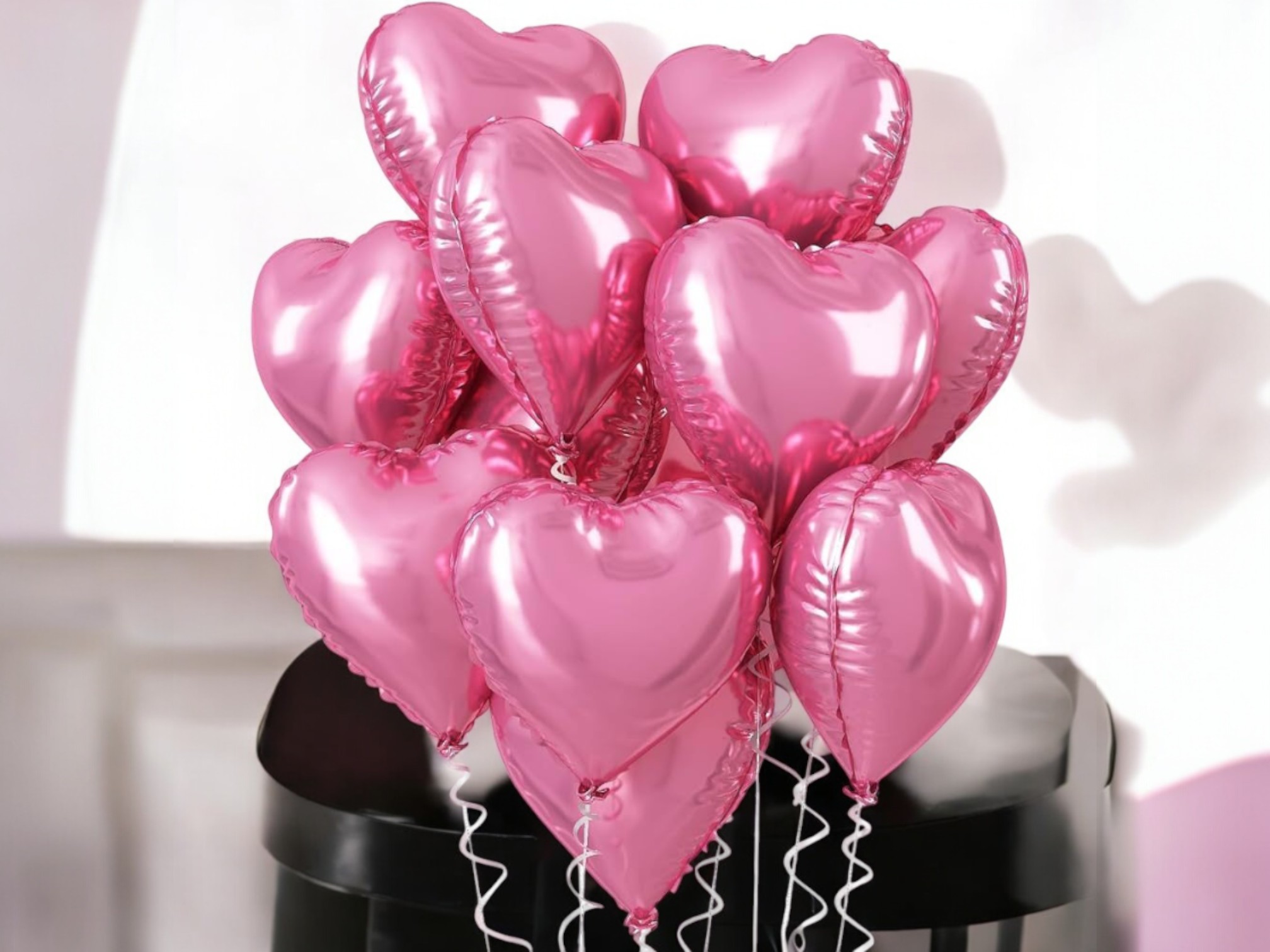 10 Pink Heart foil Balloons
