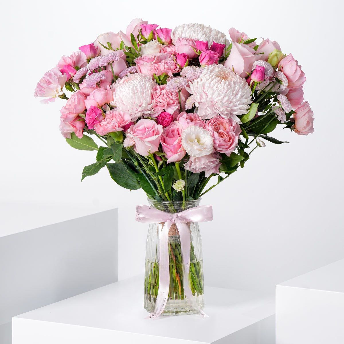 Birthday Pink Delight Glass Vase