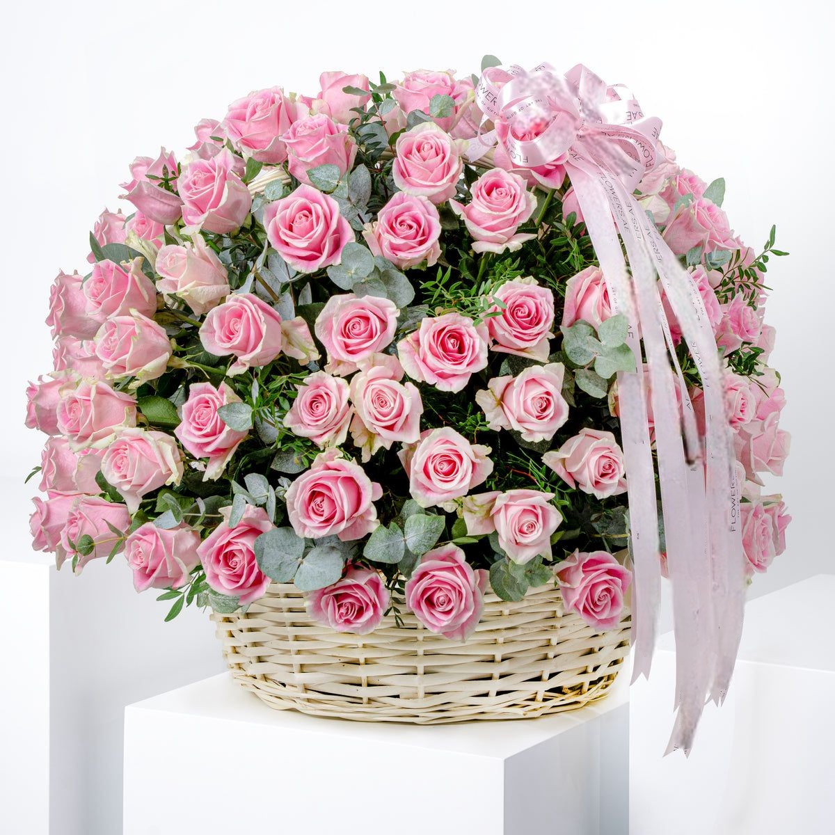 200 Pink Roses Basket